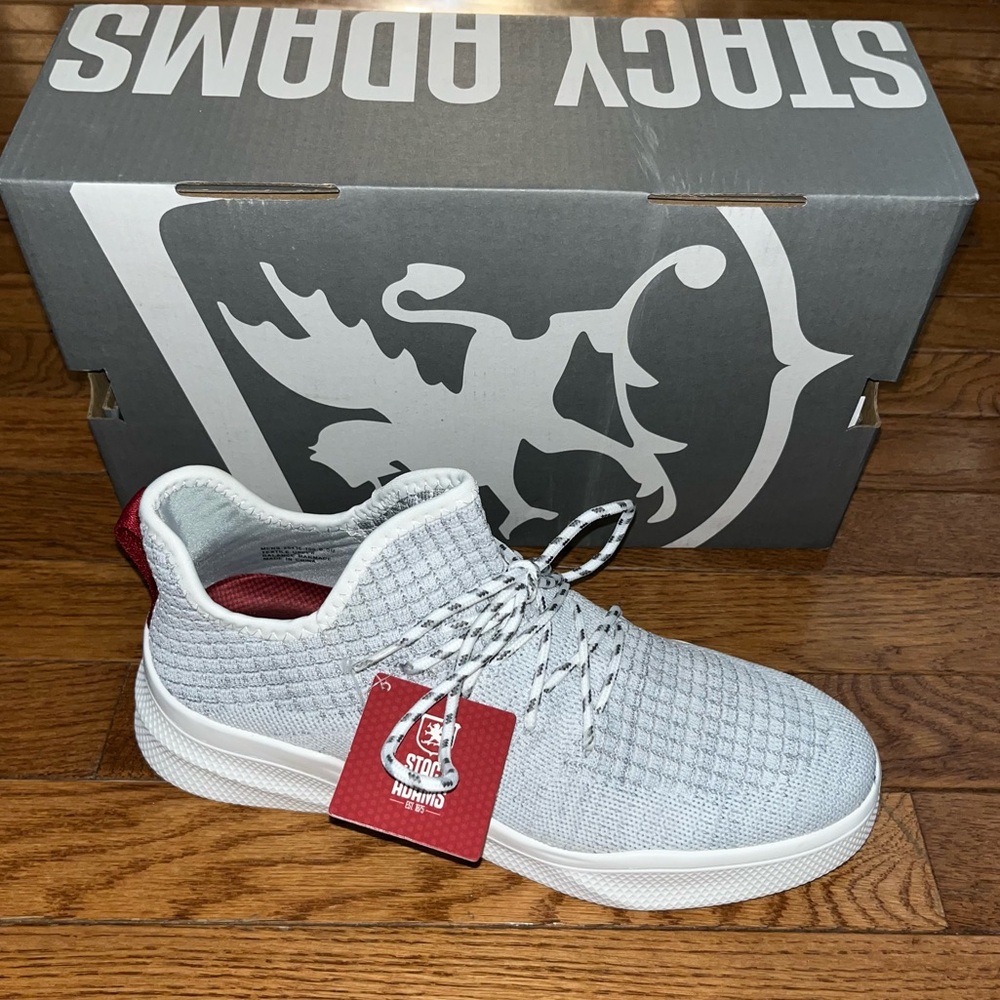 Stacy Adams Vortex Mesh Sporty Sneakers White & Gray Men’s Size 8.5